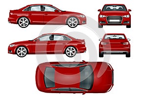 Red sport car vector template.