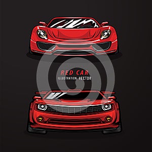 Red sport car vector template. Super design concept of luxury automobile. Vector illustration