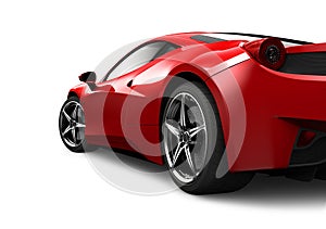 Red sport car on white background