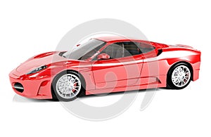 Red sport car on white background