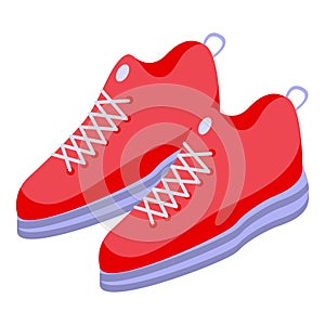 Red sport shoes icon isometric vector. Gym workout
