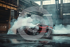 High-Performance Sports Car in a Dynamic Burnout