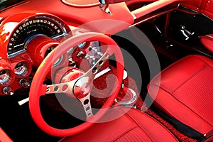 Red Sports Car Interior Steering Wheel