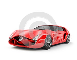 Red sports car isolated on white background