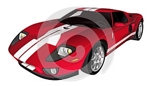 Red sports car vector illustration isolated on white background