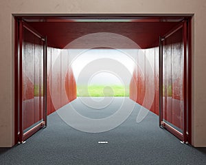 Red Sports Stadium Tunnel Entrance