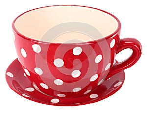 Red spotted bowl with white spots