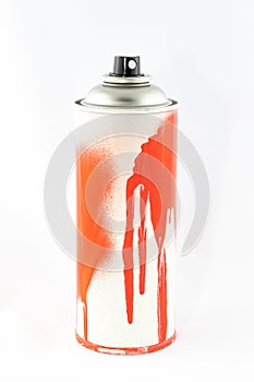 Red Spray Paint Can on White Background