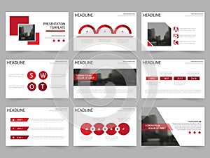 Red Square Abstract presentation templates, Infographic elements template