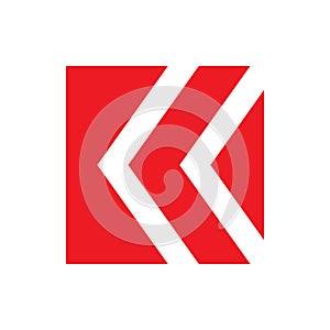 Red square arrow letter k logo design