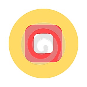 Red Square Button With Rounded Corners Icon