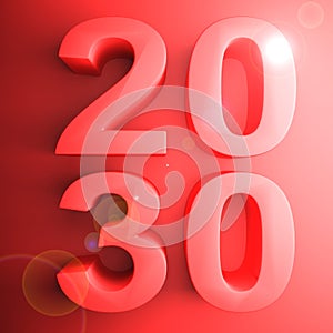 2030 red square icon - 3D rendering illustration