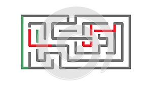 Red Square Labyrinth Maze Puzzle Challenge, vector design Generative AI