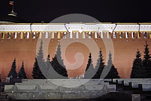 Red Square in Moscow at night. Popular landmark.