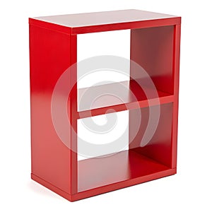 Red square shelf isolated on white background