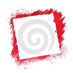 Red square stenciled frame