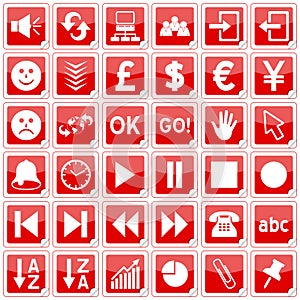 Red Square Stickers Icons [3]