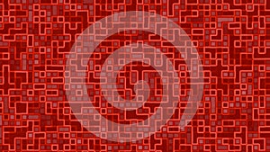 Red squares form complex interconnected circuitlike patterns