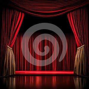 Red stage curtain - ai generated image