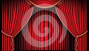 Red stage curtain, the concept of theater, opera, generative AI.