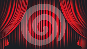 Red stage curtain, the concept of theater, opera, generative AI.