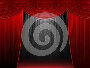 Red stage curtain illustration background