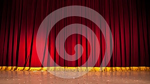 Red stage curtains photo