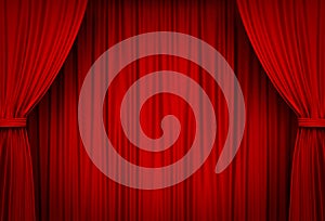 Red Stage Curtains Background with shadow