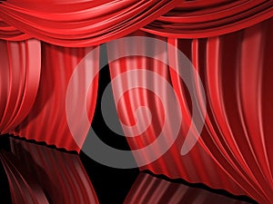 Red stage drapes