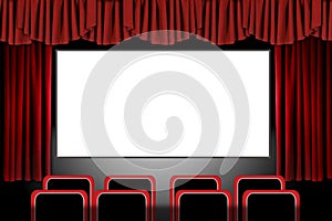 Red Stage Drapes in a Movie Theatre Setting: Illus