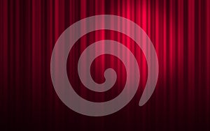 Red stage theatre curtain background with spotlight