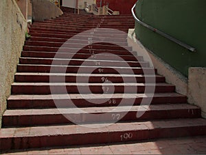 Red stair in Melilla. Spain.