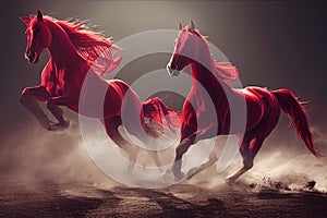 Red Stallions in Full Gallop