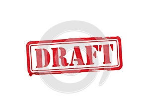 Red stamp draft isolated on white background