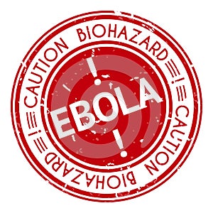 Red stamp with Ebola concept text on white