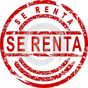 red stamp sticker se renta Spanish text photo