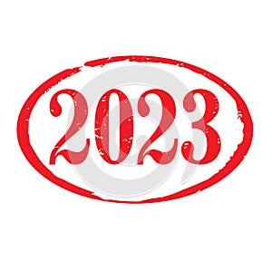 Red stamp and text 2023. Vector Illustration