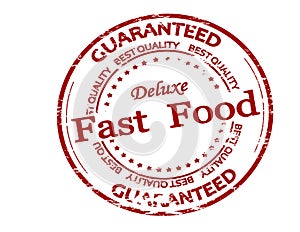 Red stamp with text Fast food