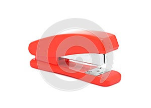 Red stapler, isolated photo