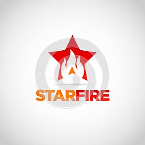 Red Star Fire Logo Design Symbol