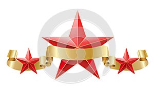 Red star with golden ribbon