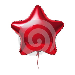 Red star helium balloon. Birthday balloon flying for party and celebrations. Isolated on white background. Generative AI