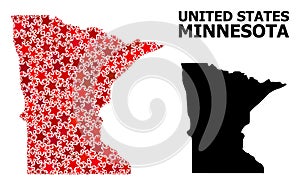 Red Star Pattern Map of Minnesota State