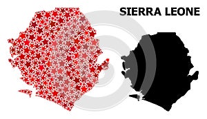 Red Star Pattern Map of Sierra Leone