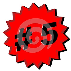 Number Five #5 Red Star Illustration