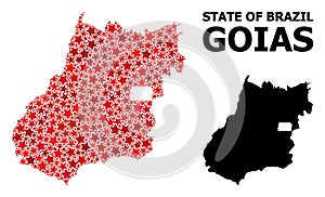 Red Starred Mosaic Map of Goias State