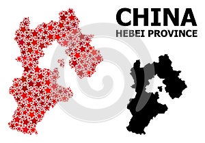 Red Starred Mosaic Map of Hebei Province