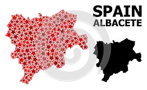 Red Starred Pattern Map of Albacete Province