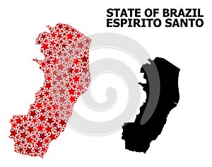 Red Starred Pattern Map of Espirito Santo State