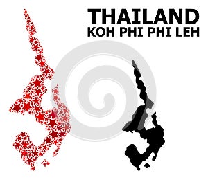 Red Starred Pattern Map of Koh Phi Leh
